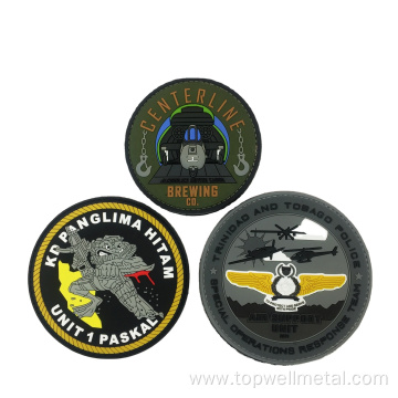 Custom embossed Soft PVC Rubber Patches with Velcro